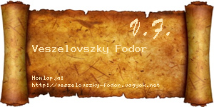 Veszelovszky Fodor névjegykártya